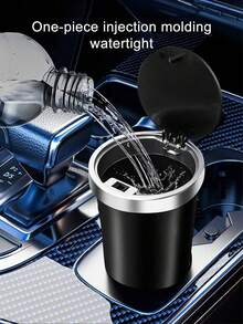 带盖汽车垃圾桶、汽车杯架垃圾桶、迷你必备车内配件、防漏垃圾桶、汽车、家庭、厨房、办公室多功能收纳和存储 - 均碼 - 查看 2