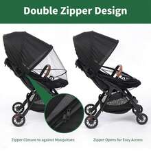 Baby Stroller Mosquito Net, Double Zipper Mosquito Net, UV Protection Sunshade Canopy Mosquito Net, Universal Full Coverage For Children Pushchair - Multicolor - View 3