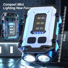 1pc 8-Mode Triple Light Source Keychain Light | Type-C Quick Charging + Magnetic Base | 5.7cm Mini Super Bright Keychain + Cap Clip Dual Design | EDC Gear Outdoor Camping Automotive Lighting Essentials