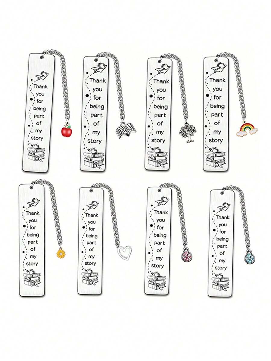 1 件不锈钢个性化雕刻书签，送给老师、导师、同学、毕业季学校汽车配件可爱哥特 Y2k 的礼物 - 銀色 - 查看 1