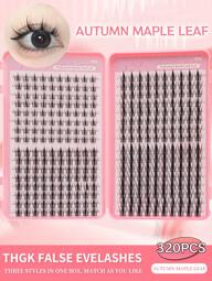 320 piezas Paquetes individuales de pestañas, Pestañas en forma de hoja de arce D Curl, Nuevas pestañas de ojo de gato D Curl de 10-16 mm, Pestañas postizas de hoja de arce de otoño gruesas, Kit de extensión de pestañas DIY con aspecto natural, Ultra grueso, inteligente, súper suave y ligero, Pestañas postizas individuales reutilizables, Adecuado para principiantes para la vida diaria, boda, cita, fiesta, festival de música, Halloween, Kit de extensión de pestañas de gran capacidad, Racimos de pestañas, Pestañas individuales, Pestañas postizas