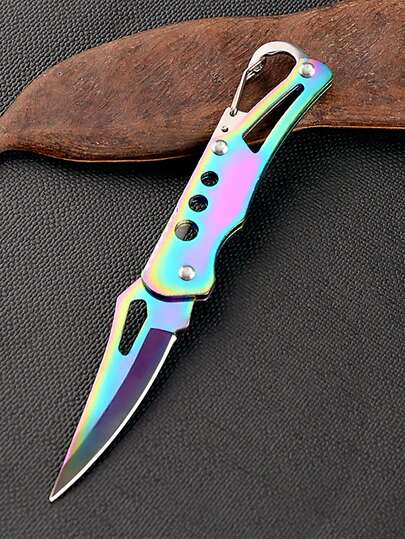 1 st fällkniv för frukt, leveransaskkniv i rostfritt stål, färgglad liten fällkniv för hem och utomhusbruk, praktisk nyckelring