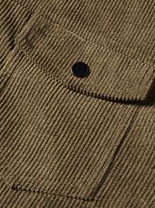 秋冬季新款灯芯绒夹克，男士时尚休闲纯色翻领外套，中青年百搭外套，抓绒材质