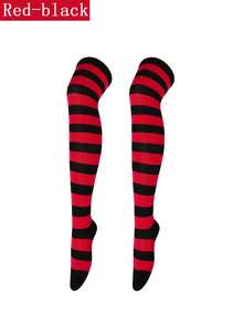 1 双女式长筒袜，条纹过膝袜，适合动漫角色扮演，日式风格 - 彩色 - 查看 6