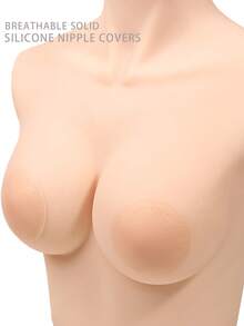 女士实心硅胶乳垫，透气乳垫，轻盈亲肤，防摩擦乳头贴，适用于无肩带连衣裙和胸罩。 - 彩色 - 查看 1