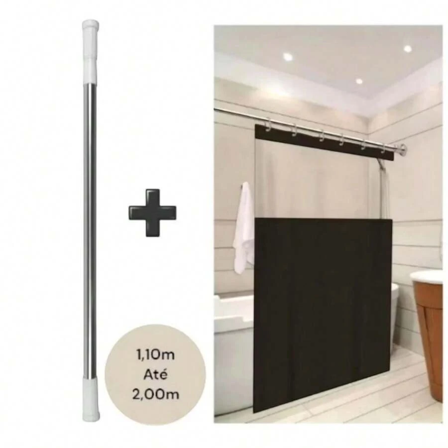 Shower Curtain Rods - 검정색 PVC 디스플레이 - 보기 1
