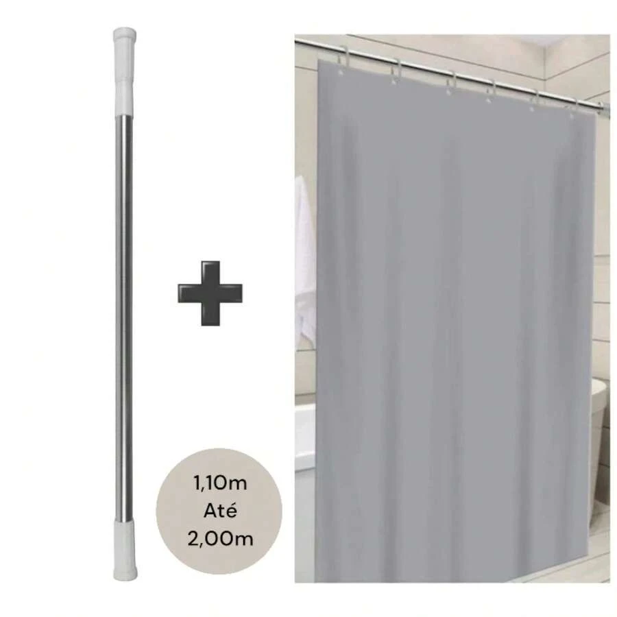 Shower Curtain Rods - SMOOTH GRAY PVC - View 1