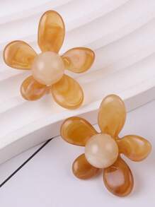 Brincos Acrílicos de Cor de Gelatina Fresca e Leve, Cinco Pétalas, Simples, da Moda, Nova Série