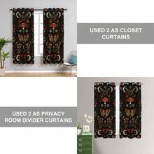 Local Warehouse, Curtains -Moth Butterfly Door Curtain For Doorway, Mushroom Moon Phase Boho Flowers Closet Door Cover Curtain For Bedroom Living Room Closet Door, 1 Panel 34" W X 80" L - 蛾蝴蝶_a46 - 查看 5