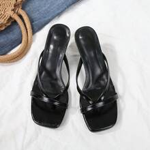 新款豹纹性感法式小猫跟时尚百搭女士高跟凉鞋，春夏穿搭 - 黑色 - 查看 6