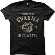 DHARMA Initiative 1977 TV SHOW LOST Printed Cotton T-Shirt 8997 As Gift - 黑色 - 查看 1