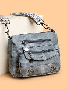 Women's Soft Leather Crossbody Bag Middle-Aged Shoulder Bag, New Design For Spring/Autumn - Blue - View 11