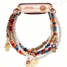 1 Pieza Correa de mujer bohemia colorida con cuentas, pulsera estilo brazalete, compatible con 38/40/41/42/44/45/49mm, se adapta a Ultra/SE/8/7/6/5/4/3/2/1