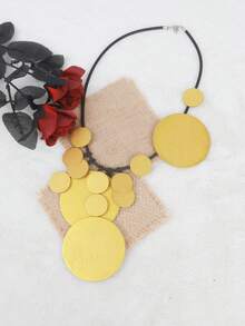 MARLIWOO 1pc Bohemian Style Retro Wooden Long Pendant Necklace, Fashion Vacation Jewelry For Women