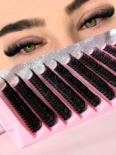 Gene 80D 200 bucăți, extensii de gene individuale cu volum D curling, cluster de gene subțiri DIY acasă (mix D-10-16) altoire de gene 0,07 mm machiaj gene ochi de pisică cluster, cluster de gene, gene individuale, gene, gene false