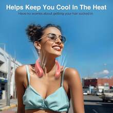Neck Fan, Hands Bladeless Neck Fans Portable Rechargeable, 6000 MAh Battery Operated Wearable Personal Fan, Cooling Neck Fan, 3 Speeds, USB Fan Gifts Men, Women, Travel, Outdoor - 紅色 - 查看 2