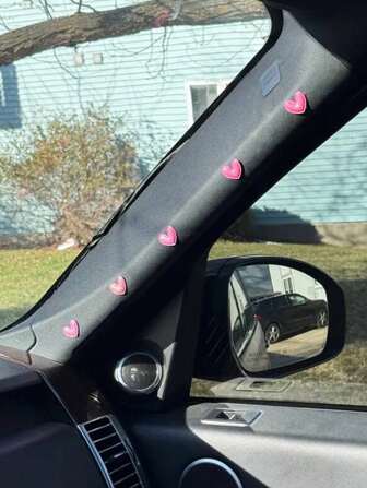5 pièces Autocollant de décoration intérieure de voiture Petit cœur rose Mini Accessoires de décoration intérieure de voiture