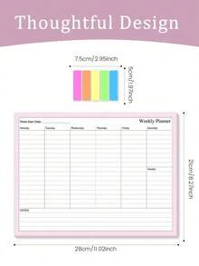 BUBU 1pc Weekly Planner - Daily Planner To Do List Task Checklist Notepad Undated Goals Planning Pad Tear-Off Notepad,Back To School Supplies - Pink - View 3