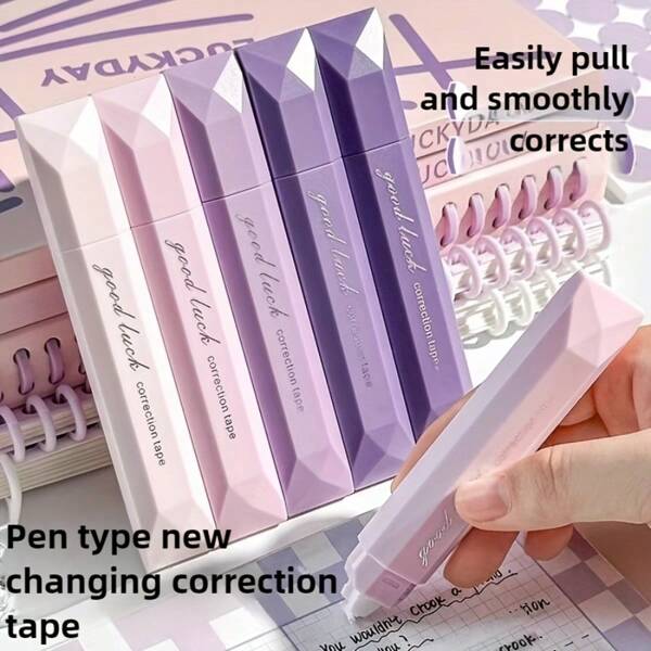 5pcs Correction Tapes, Gradient Pen Type Correction Tapes, Instant Error Correction, Writing Correction, Suitable For School And Office Household Items Back To School
