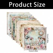 12/24PCS Tea Party Theme Scrapbook Paper Pad, 5.9*5.9inch Shabby Chic Pattern Vintage Tea Party Scrapbook Paper For DIY Crafts Journaling Scrapbook Supplies Gift Wrapping Album Art Decorative Craft Paper, Scrapbooking Supplies