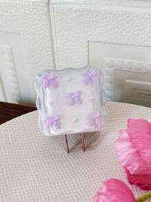 5pcs Small Purple Bow And White Pearls Design Mobile Phone Charger Set 20W/18W, Charging Cable Protection Rope, Charging Head Protection Case, Compatible With IPhone Charger Cable Protector, Charger Accessories, Phone Accessories