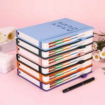 2026 New Calendar Log Self Discipline Check In Time Management One Page One Day 365 Days Plan Book Comes With 5 Plan Stickers A5 Plan Notebook Learning Start Gift Suitable For Work And Study, School Supplies,Back To School