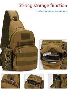 Outdoor Sports Nylon Men'S Chest Bag, Multi-Function Waist Bag, Large Capacity Messenger Bag, Lightweight Shoulder Bag, Multi-Pocket Travel Bag, Convenient Mobile Phone Storage Bag, For Students, Junior High School, High School, Campus, Travel Vacation, Business Trip, Daily Commuting, Shopping, Office, Dating, Outdoor, Fitness, Running, Cycling, Exercise, Hiking And Camping, Birthday Gifts, Holiday Gifts Camo Hiking Accessories Tactical Belt Bag Phone Bag, Thigh Bag, Easter, Running Belt, Camping - Black - View 4