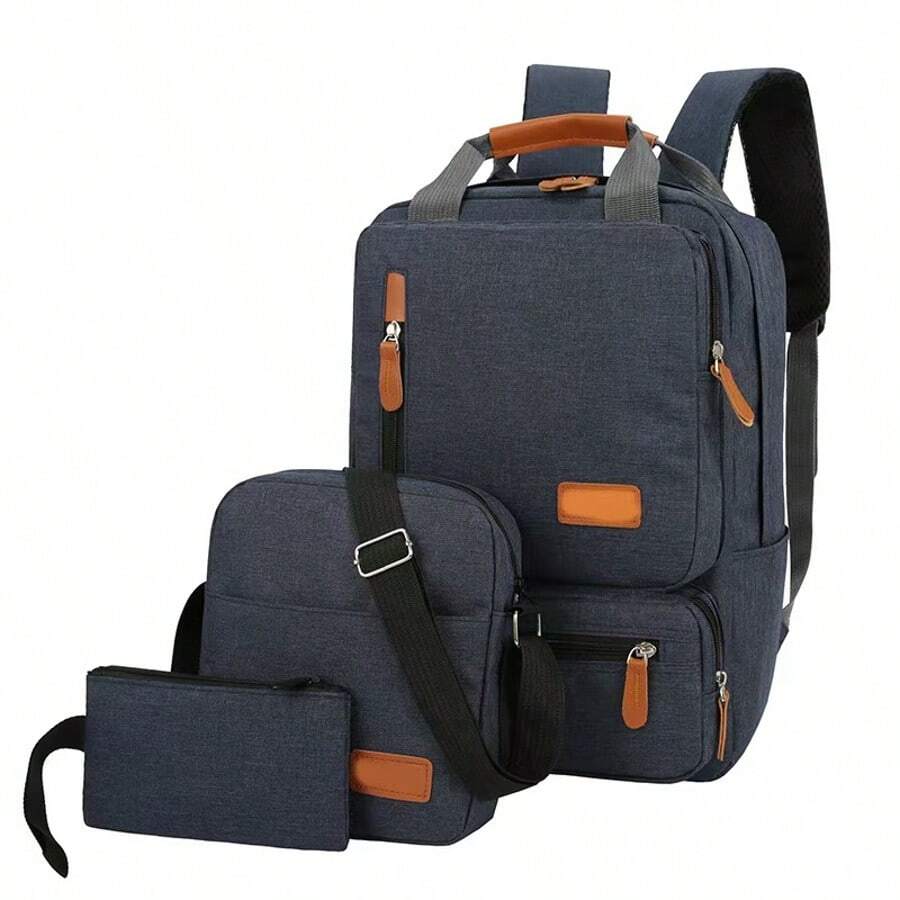 3pack, Women's And Men's Shoulder Bags, Casual Three-Piece Outdoor Travel Computer Backpack, Large-Capacity Schoolbag, School Season Schoolbag - 淺灰色 - 查看 1
