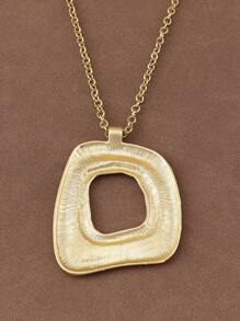 1 pieza Collar con colgante grande de estilo bohemio y cadena abierta en color plateado/dorado mate