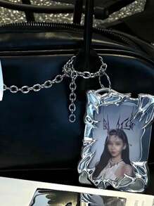1 Stück, Silber, Harz, Metall-Stil, modelliert, Fotokartenhalter, Pop, Album, Fotoschutzkartenhalter, geeignet für 6,5*9,5cm/2,56*3,74 Zoll Foto, Schulanfang, Straykids, Skz, Straykids Kpop