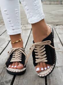 Sandalias planas de estilo bohemio y colorblock casual para el verano