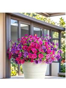 8 件/4 件人造黄杨牵牛花 - 抗紫外线人造植物，适用于花园和婚礼装饰（圣诞节/生日/情人节礼物） - 秋季装饰、室内/室外悬挂花盆、门廊、庭院、阳台、家居装饰 - 彩色 - 查看 6