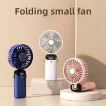 1 pezzo Mini ventilatore portatile USB unisex, essenziale per l'estate, coordinato, in piedi, pieghevole, 5 velocità, silenzioso, indicatore batteria, adatto per esterno, campeggio, viaggio, spiaggia, sport, ufficio, scuola, festa in piscina, uso quotidiano