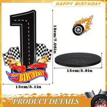 Racecar Numbers 1-9 Center Piece Decorations, Racecar Themed 9th Birthday Party Supplies, Wooden 9 Year Old Birthday Table Decor, Photo Props For 3 Years Old Boy - Black - View 2