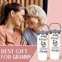 1pc 30oz Moo Point Tumbler, Double Wall Vacuum Insulated Travel Mug, Spill Proof Lid, Perfect Gift For Dad, Mom, Ideal For Christmas, Thanksgiving, Valentine's, Mother's, Father's Day, Gift For Birthday, Coffee Cup - 30oz - 查看 5