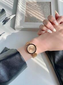 1 pieza Reloj de cuarzo elegante y de moda con esfera redonda de acero inoxidable, adecuado para uso diario, aniversario, cumpleaños, como regalo, para tiempo libre y negocios - Unitalla - Ver 15