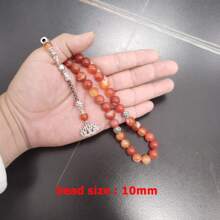 Tasbih Natural Red Agate With Arabic Pendant Muslim Bracelet Eid Gift Misbaha Islamic Accessorise Turkish Fashion Jewelry