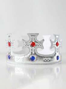 2pcs/1pc Adult Gold Crown, Rhinestone Prince Costume, Headpiece, Cake Topper, Birthday Party Crown, Gift For Mom On Valentine's Day Or Mother's Day, Holiday Party Dress Up Accessories