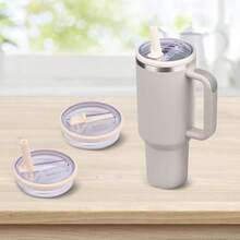 Flip Straw Lid With Straws, New 40oz Tumbler Flip Straw Lid For Spill Proof Tumbler Lids, Replacement And Leak-Proof, Resistant Tumbler Lids, Ideal For Sports & Camping, Good For Work Exercise Run And Drink Water - Black and White 2set - View 4