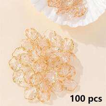 20/50/100pcs Acrylic Leaf & Flower Pendants, Transparent Leaf Charms For Jewelry Making, Bracelet Necklace Earrings DIY