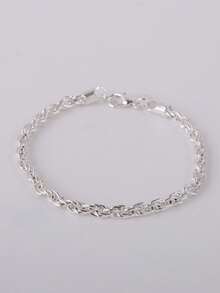 Pulsera minimalista de cuerda retorcida, pulsera de cordón, cadena de cuerda cubana, regalos para ocasiones especiales - Plateado - Ver 5