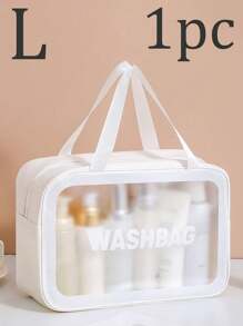 1 pièce Sac de toilette imperméable en PVC, sac de maquillage portable de grande capacité, pour le voyage, la plage, l'université, range les cosmétiques, les articles de toilette et les accessoires