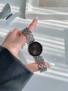 1 pieza Reloj de cuarzo elegante y de moda con esfera redonda de acero inoxidable, adecuado para uso diario, aniversario, cumpleaños, como regalo, para tiempo libre y negocios - Unitalla - Ver 11