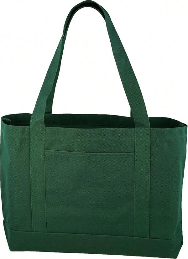 Daily Tote With Shoulder Length Handles And Outside Pocket