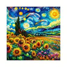 Kit di pittura di diamanti con opere d'arte di Van Gogh, comprensivo di Notte Stellata, Girasoli, Campo di Grano con Cipressi, decorazione da parete vibrante, nuovo dipinto d'arte con diamanti