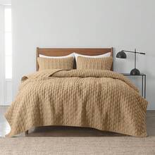 Dark Grey Quilt King Size Bedding Sets With Pillow Shams, Lightweight Soft Bedspread Coverlet, Quilted Blanket Thin Comforter Bed Cover, All Season Spring Summer, 3 Pieces, 104x90 Inches - 南瓜黃 - 查看 2