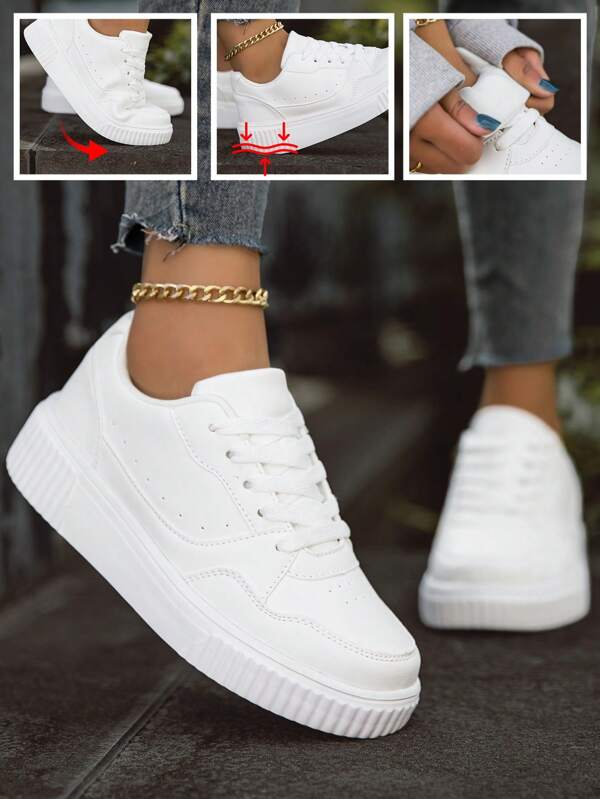 Tenis blancos para mujeres, nueva versión de primavera/verano/otoño, estilo coreano, transpirables, versátiles, calzado casual plano para estudiantes universitarias