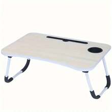 1pcs Laptop Bed Table Tray Rack With Cup Holder/Drawer For Bed/Sofa/Couch/Den/Reading/Writing On Low Living Room Floor, Large Portable Foldable Lap Table Bed Tray For Dining And Laptop (White)