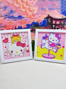 Sanrio 1Pc Hello Kittys Kuromis Cinnamorolls My Melodys 5D DIY Diamond Art Painting Set With Photo Frame Cute Kitty Cat Diamond Art Painting Making Beginner Gift(Some Parts May Be Random)No Picture Frame
