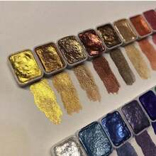 24色仿珍珠水彩颜料，固体颜料，适用于中国画、唐卡艺术、书法、着色、返校、学校用品